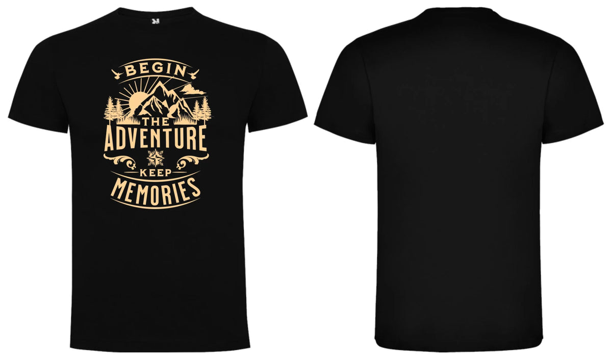 PÁNSKÉ TRIČKO BEGIN THE ADVENTURE s možností dotisku jména, čísla, obrázku motiv dopředu a na záda vlastní potisk Černá