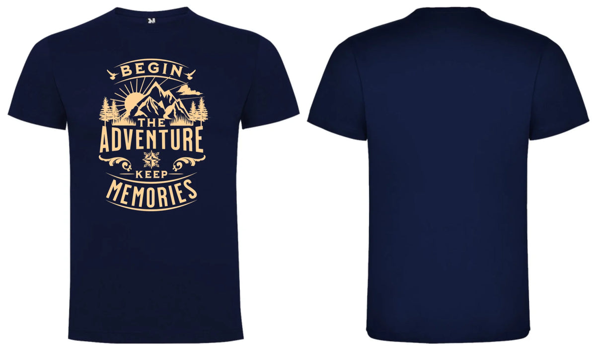 PÁNSKÉ TRIČKO BEGIN THE ADVENTURE s možností dotisku jména, čísla, obrázku motiv dopředu a na záda vlastní potisk Námořnická modrá