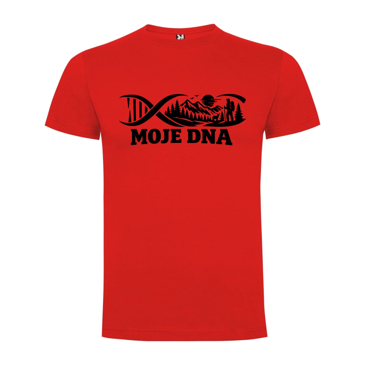 PÁNSKÉ TRIČKO OUTDOOR MOJE DNA s možností dotisku jména, čísla, obrázku jen motiv dopředu Červená