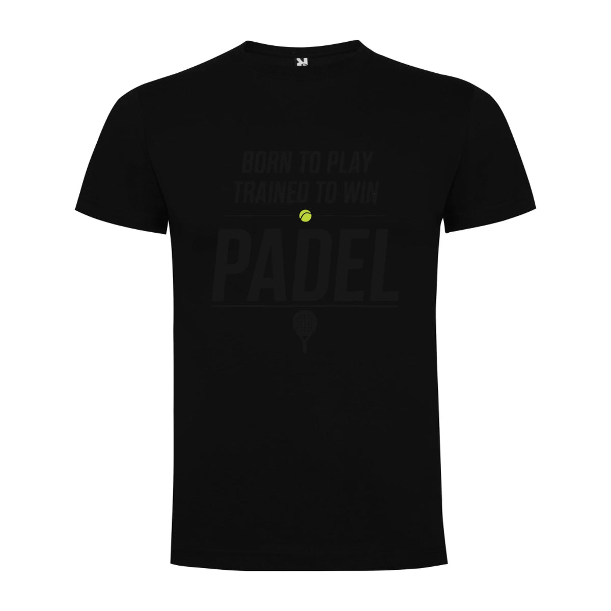 PÁNSKÉ TRIČKO PADEL BORN TO PLAY, TRAINED TO WIN s možností personalizace jen motiv dopředu Černá