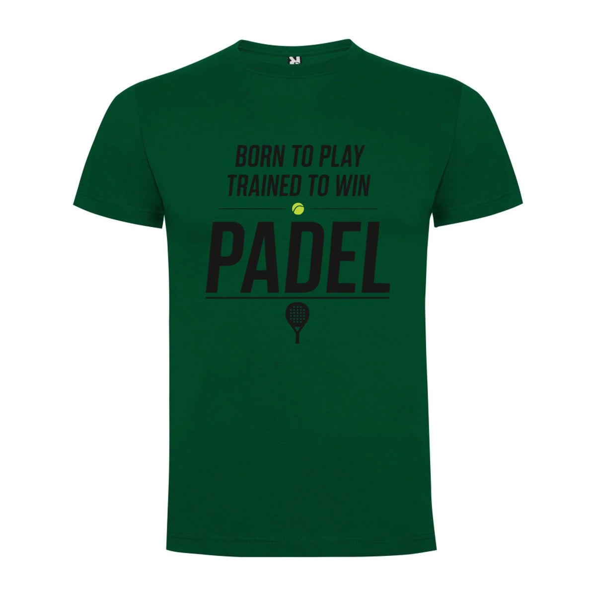 PÁNSKÉ TRIČKO PADEL BORN TO PLAY, TRAINED TO WIN s možností personalizace jen motiv dopředu Tmavě zelená
