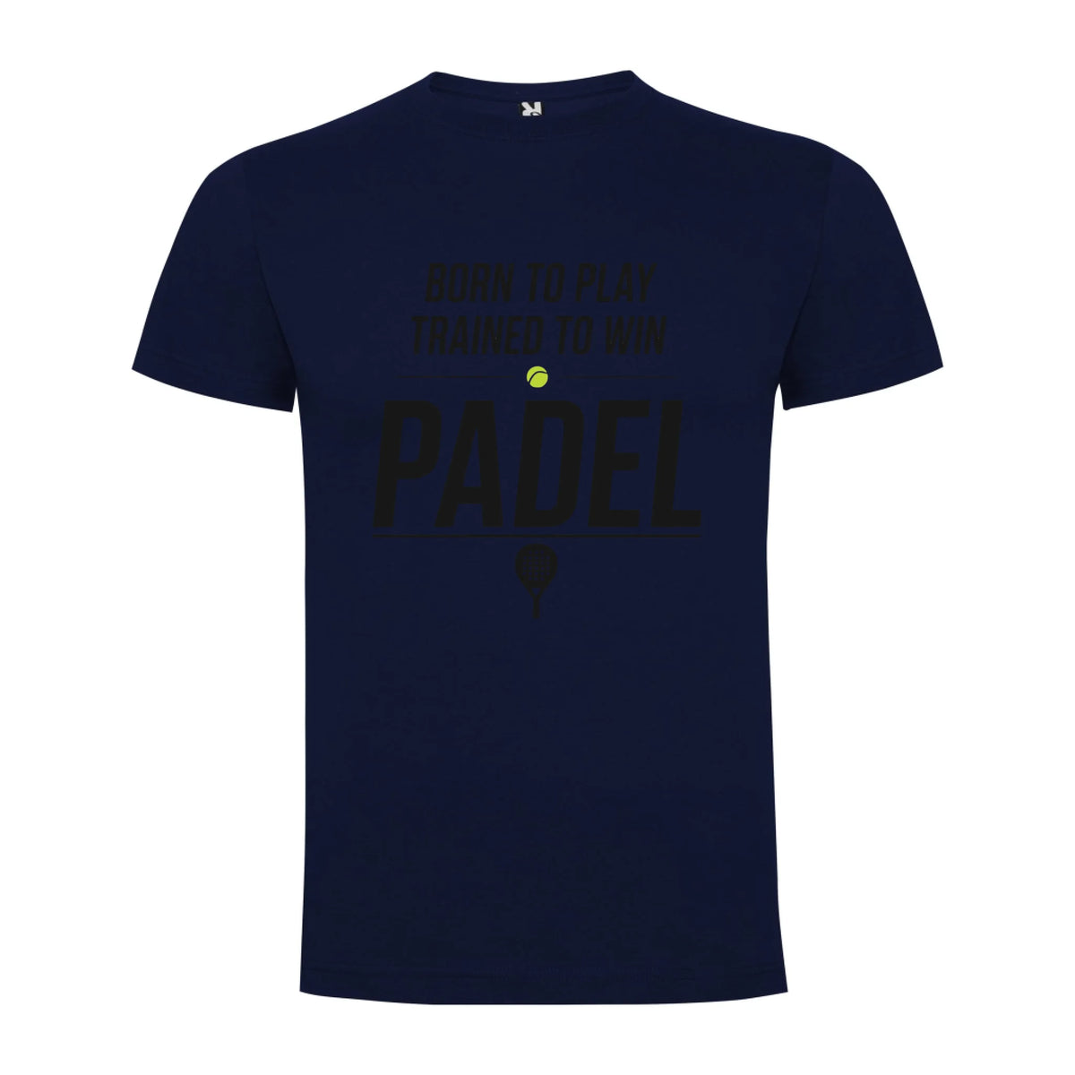 PÁNSKÉ TRIČKO PADEL BORN TO PLAY, TRAINED TO WIN s možností personalizace jen motiv dopředu Námořnická modrá