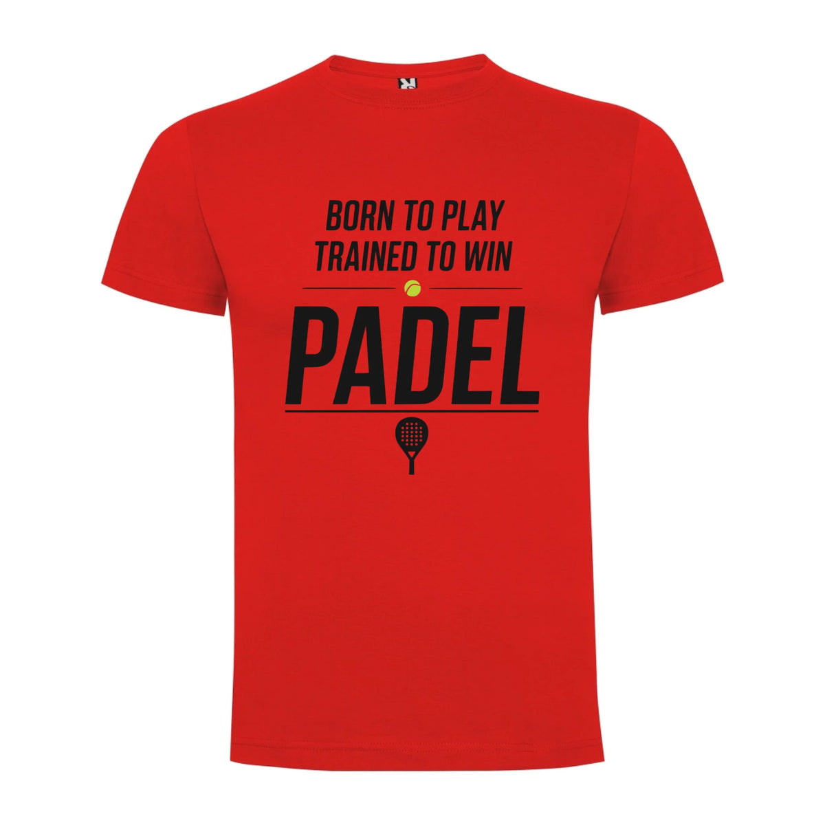 PÁNSKÉ TRIČKO PADEL BORN TO PLAY, TRAINED TO WIN s možností personalizace jen motiv dopředu Červená