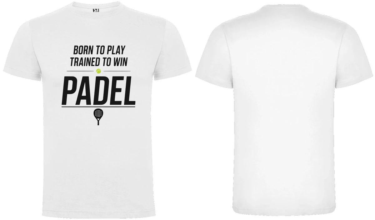 PÁNSKÉ TRIČKO PADEL BORN TO PLAY, TRAINED TO WIN s možností personalizace motiv dopředu a na záda vlastní potisk Bílá