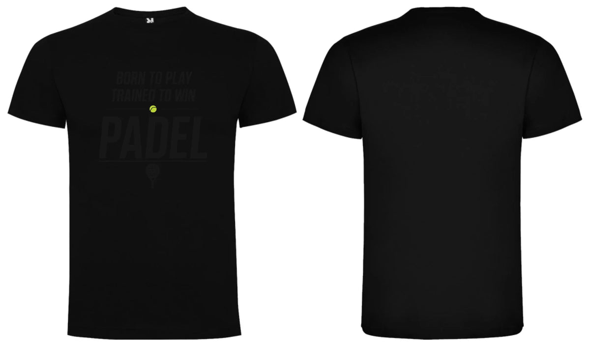 PÁNSKÉ TRIČKO PADEL BORN TO PLAY, TRAINED TO WIN s možností personalizace motiv dopředu a na záda vlastní potisk Černá