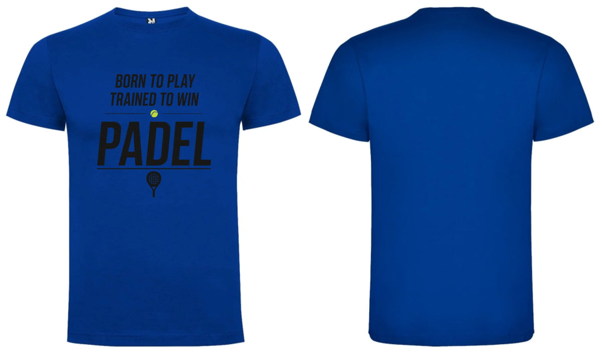 PÁNSKÉ TRIČKO PADEL BORN TO PLAY, TRAINED TO WIN s možností personalizace motiv dopředu a na záda vlastní potisk Modrá