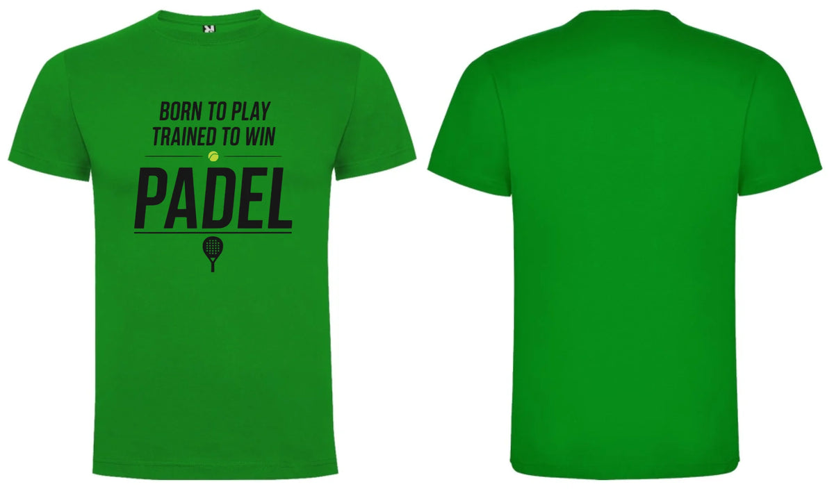 PÁNSKÉ TRIČKO PADEL BORN TO PLAY, TRAINED TO WIN s možností personalizace motiv dopředu a na záda vlastní potisk Zelená