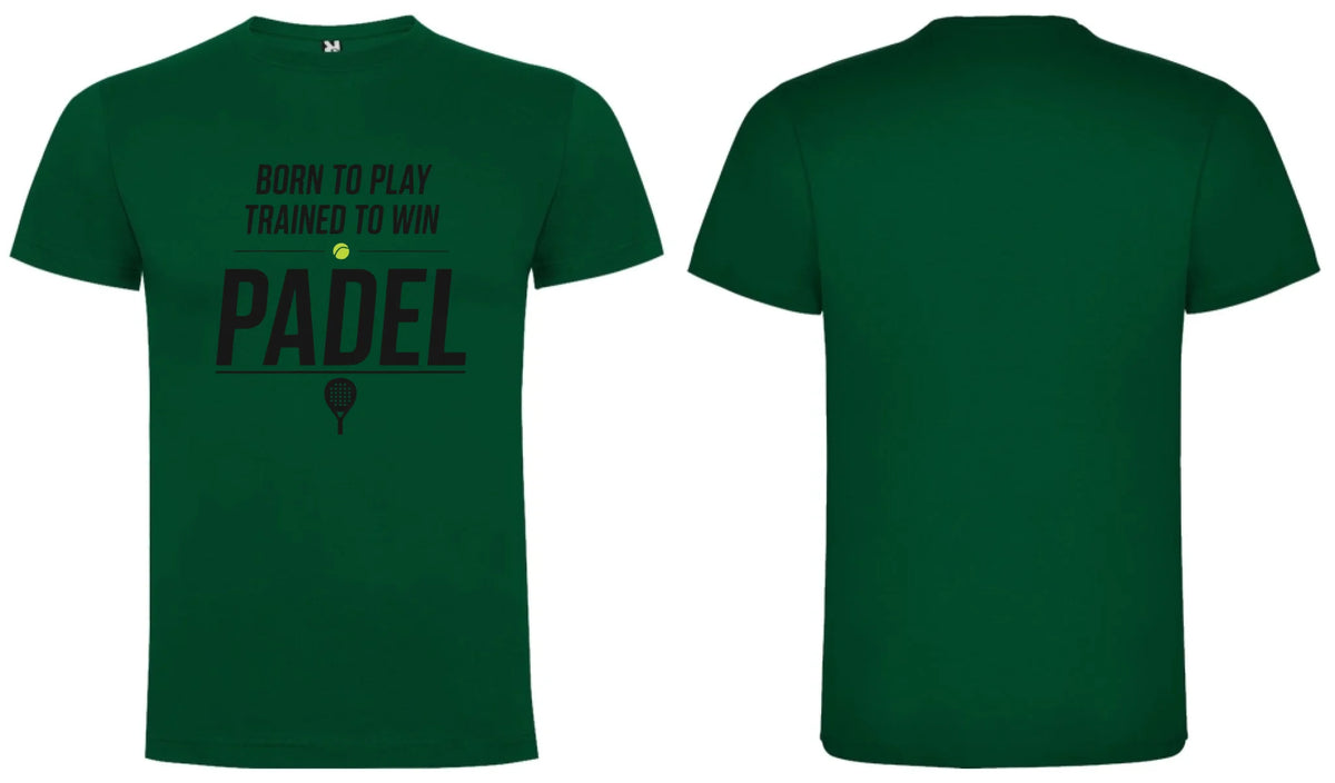 PÁNSKÉ TRIČKO PADEL BORN TO PLAY, TRAINED TO WIN s možností personalizace motiv dopředu a na záda vlastní potisk Tmavě zelená