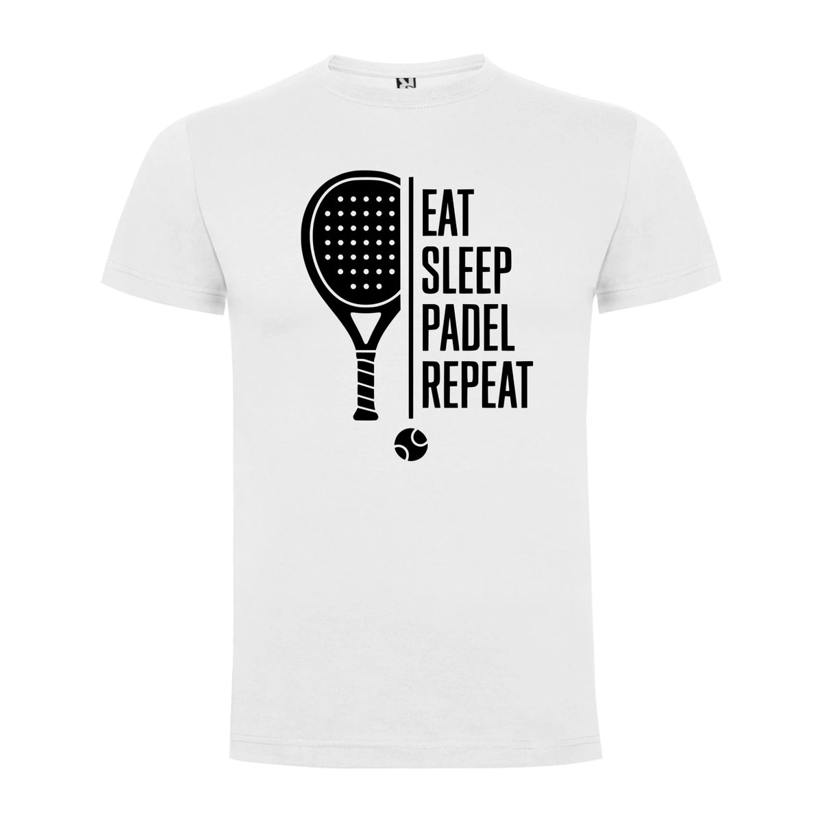 PÁNSKÉ TRIČKO PADEL EAT SLEEP REPEAT s možností personalizace jen motiv dopředu Bílá