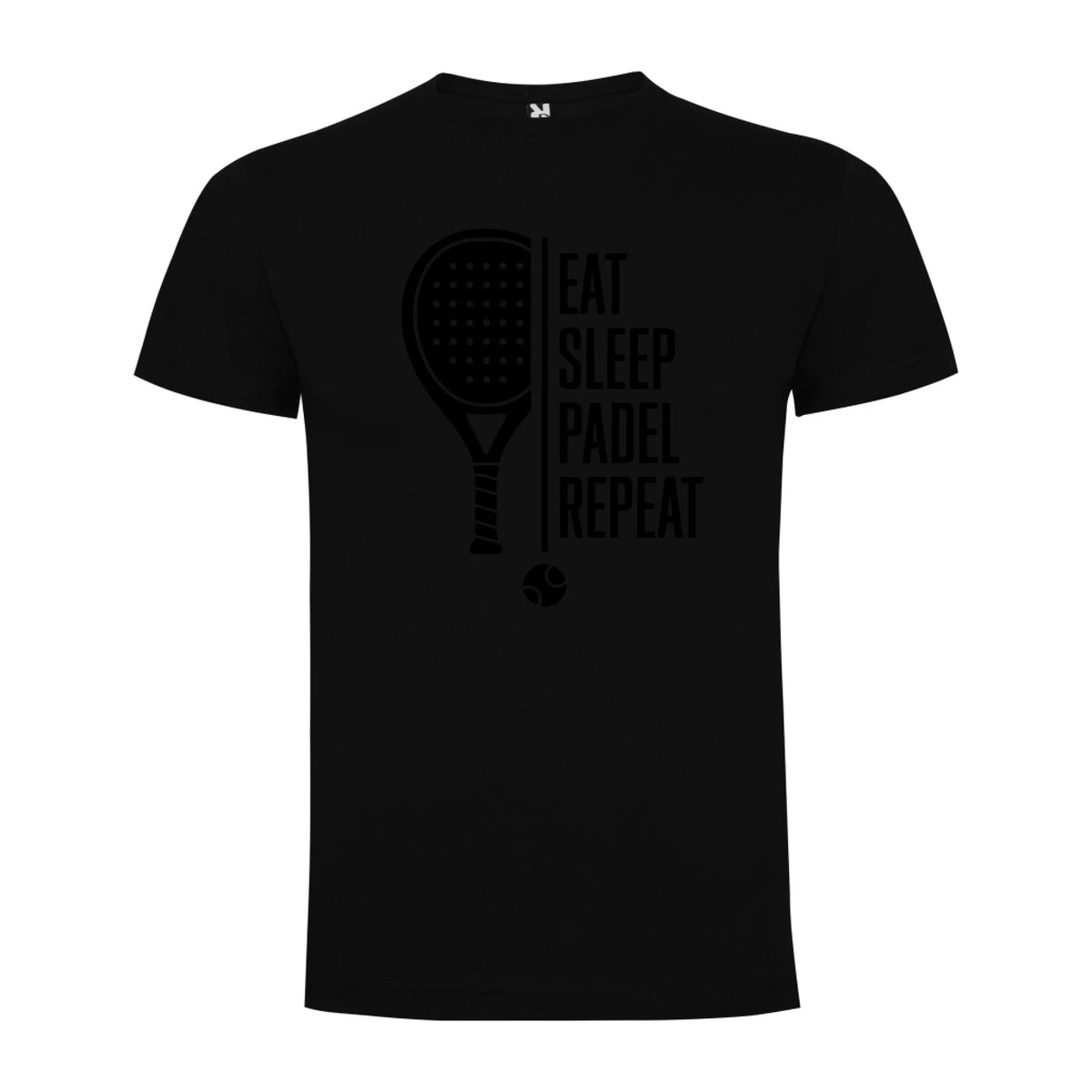 PÁNSKÉ TRIČKO PADEL EAT SLEEP REPEAT s možností personalizace jen motiv dopředu Černá
