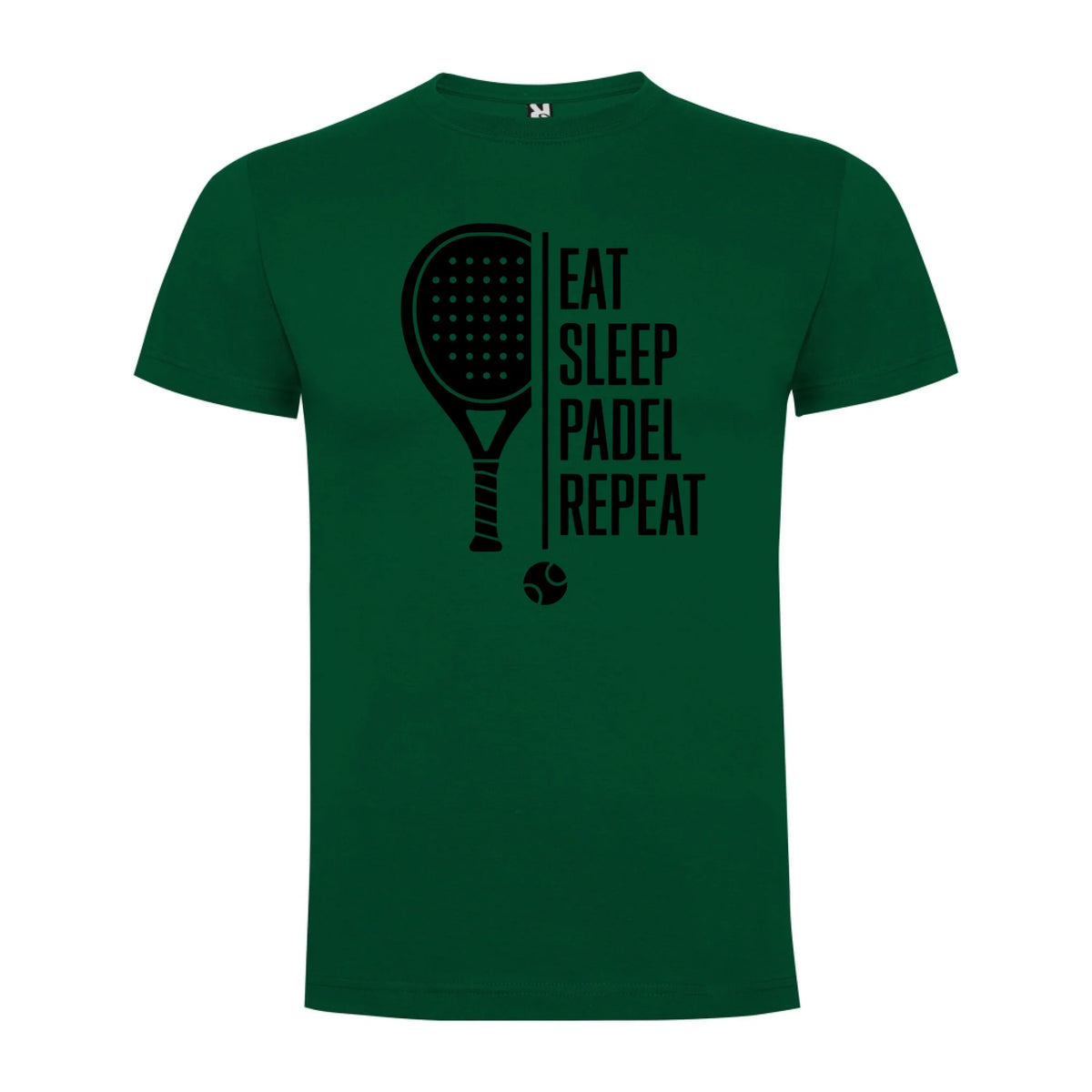 PÁNSKÉ TRIČKO PADEL EAT SLEEP REPEAT s možností personalizace jen motiv dopředu Tmavě zelená