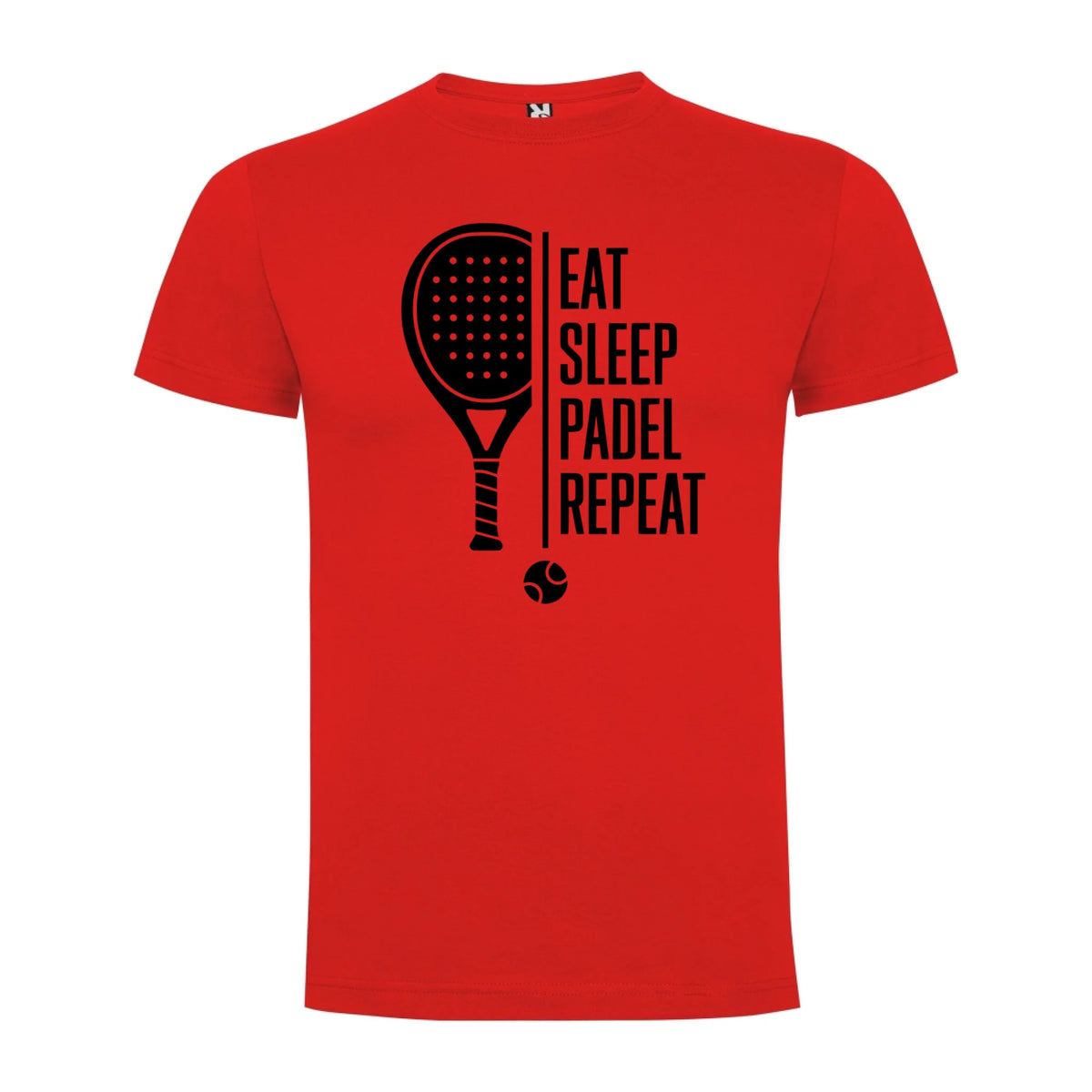 PÁNSKÉ TRIČKO PADEL EAT SLEEP REPEAT s možností personalizace jen motiv dopředu Červená