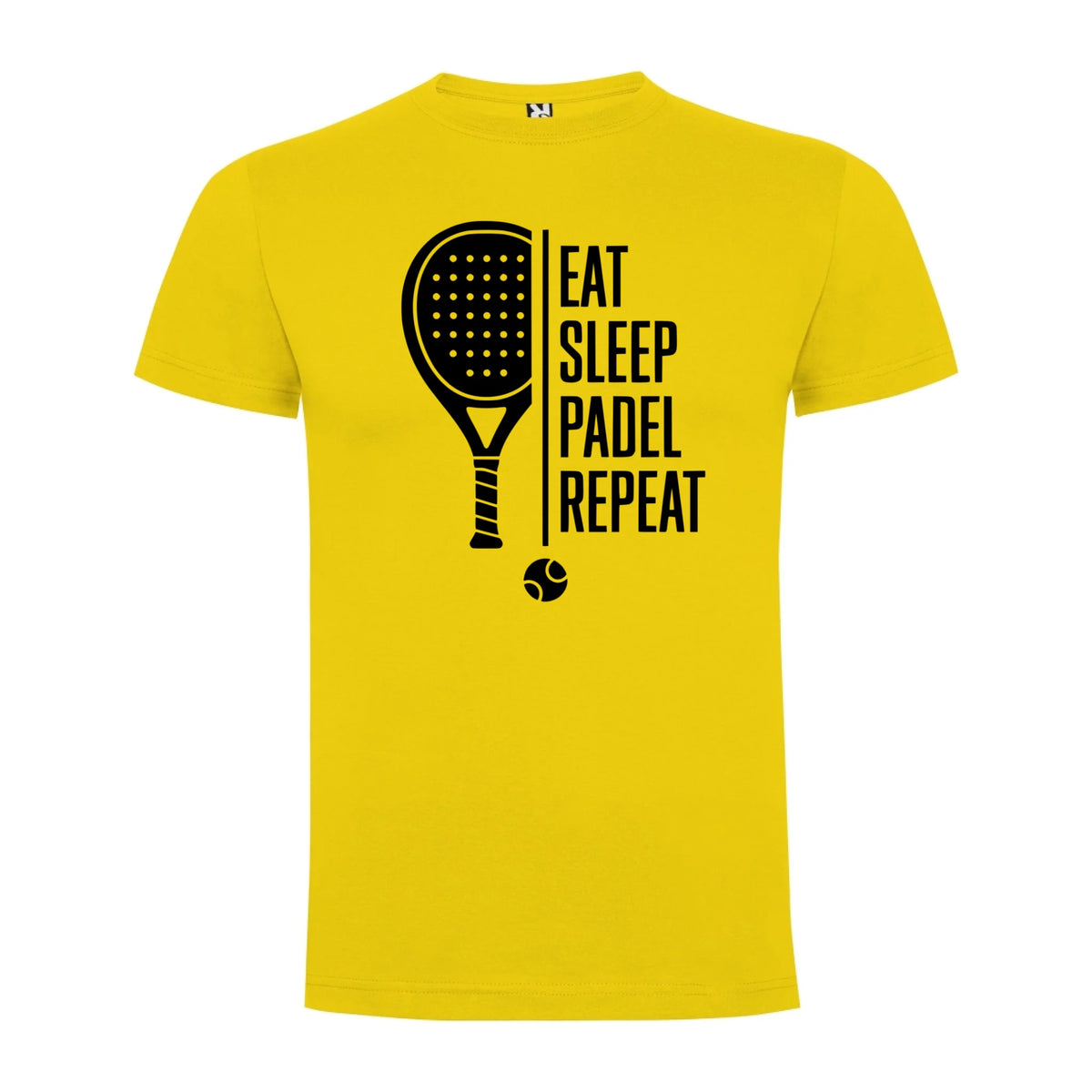 PÁNSKÉ TRIČKO PADEL EAT SLEEP REPEAT s možností personalizace jen motiv dopředu Žlutá