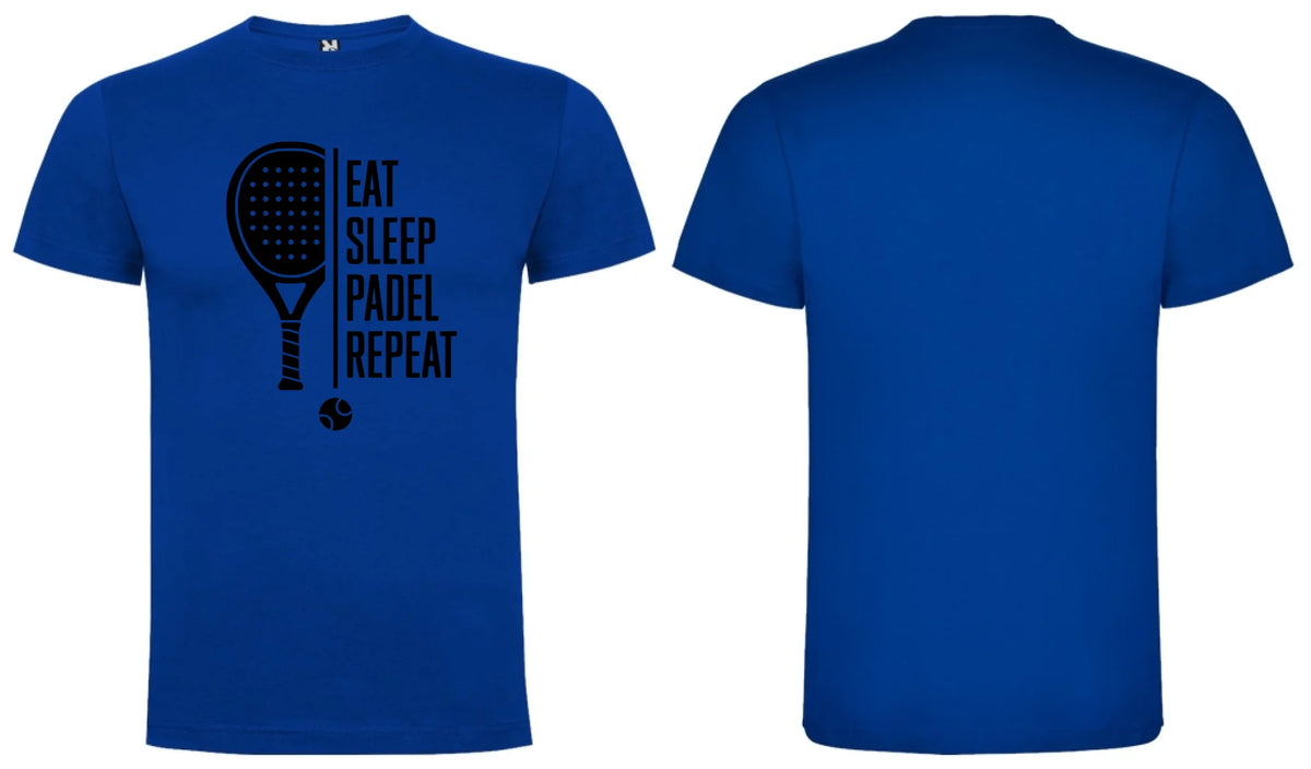 PÁNSKÉ TRIČKO PADEL EAT SLEEP REPEAT s možností personalizace dopředu motiv a na záda vlastní potisk Modrá