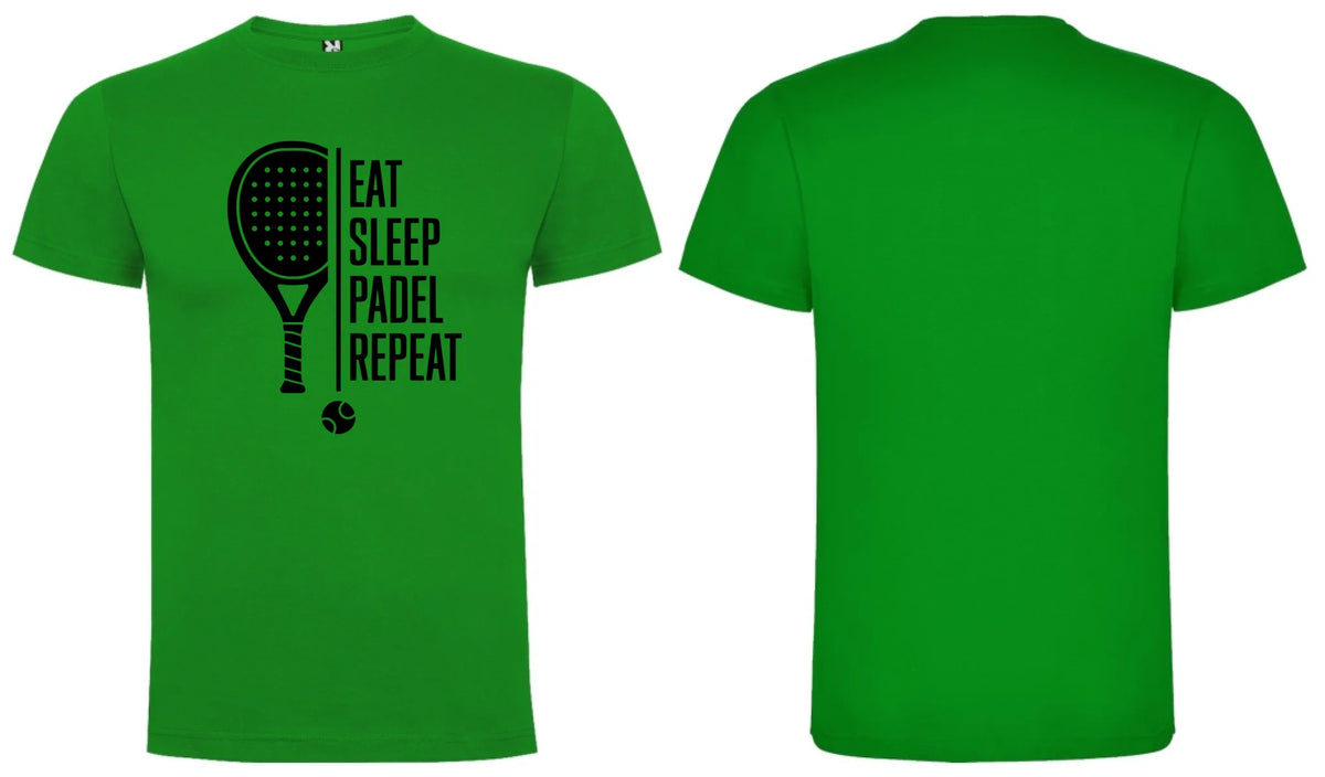 PÁNSKÉ TRIČKO PADEL EAT SLEEP REPEAT s možností personalizace dopředu motiv a na záda vlastní potisk Zelená