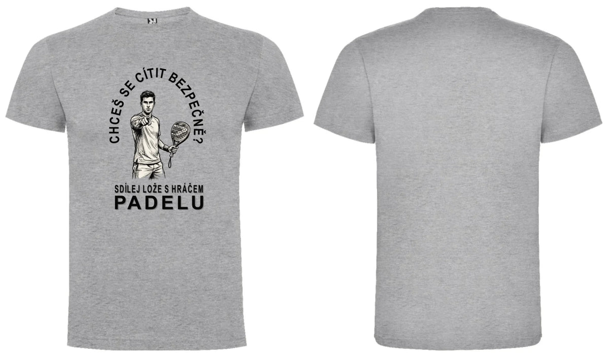 PÁNSKÉ TRIČKO PADEL SDÍLEJ LOŽE s možností personalizace motiv dopředu a na záda vlastní potisk Melír