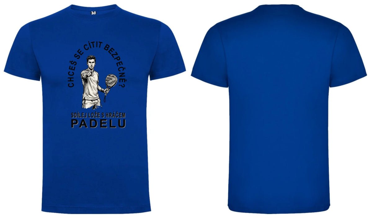 PÁNSKÉ TRIČKO PADEL SDÍLEJ LOŽE s možností personalizace motiv dopředu a na záda vlastní potisk Modrá