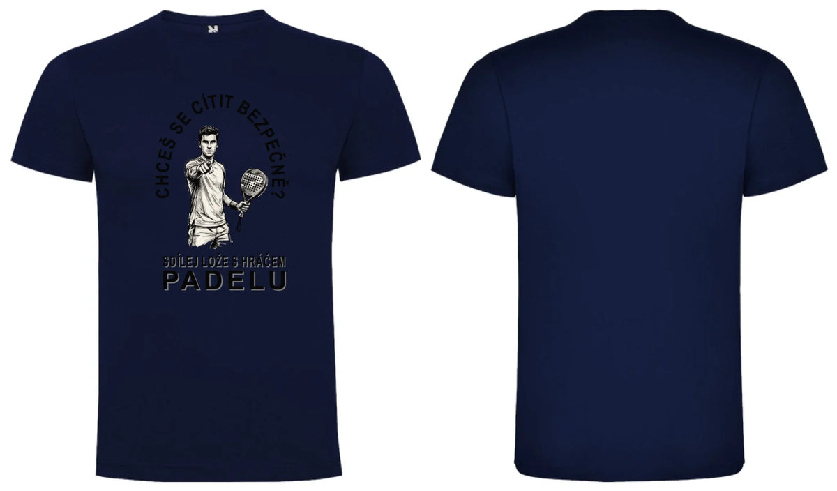 PÁNSKÉ TRIČKO PADEL SDÍLEJ LOŽE s možností personalizace motiv dopředu a na záda vlastní potisk Námořnická modrá