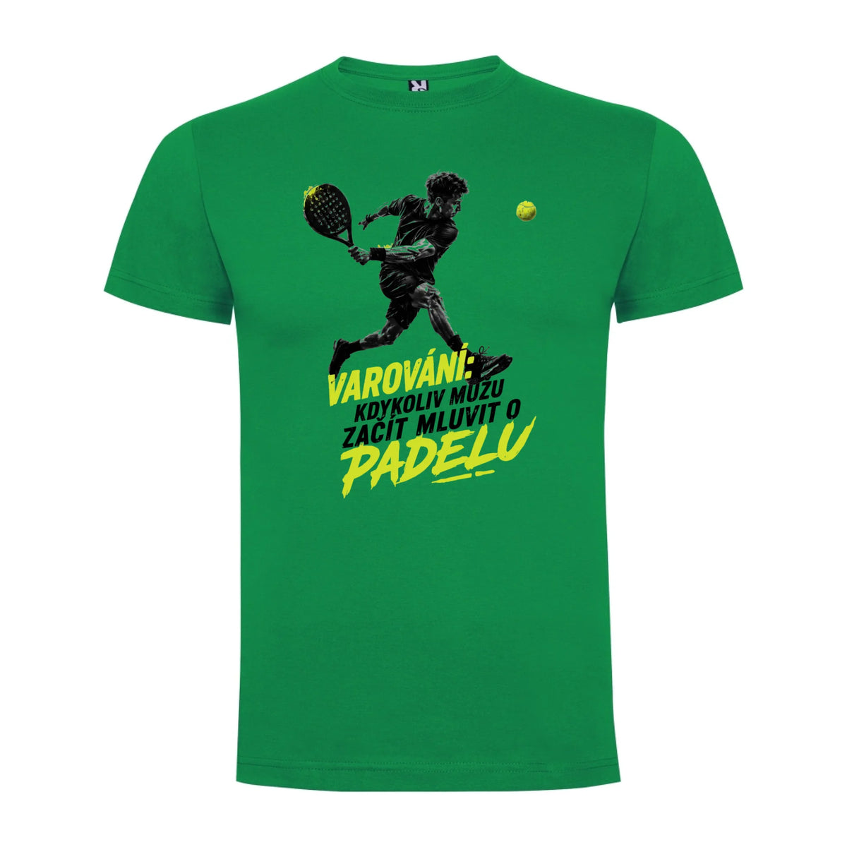 PÁNSKÉ TRIČKO PADEL VAROVÁNÍ možnost personalizace jen motiv dopředu Zelená