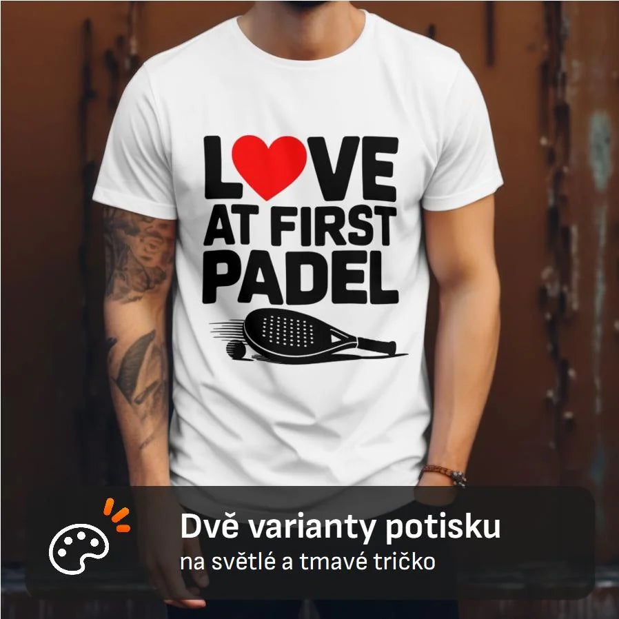 PÁNSKÉ TRIČKO LOVE AT FIRST PADEL s možností dotisku jména, čísla, obrázku