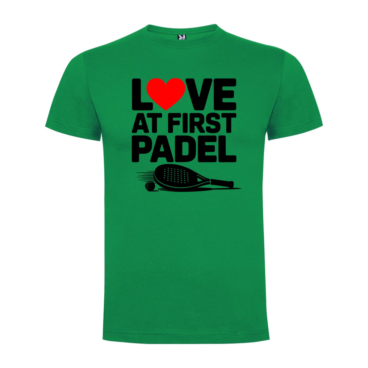 PÁNSKÉ TRIČKO LOVE AT FIRST PADEL s možností dotisku jména, čísla, obrázku jen motiv dopředu Zelená