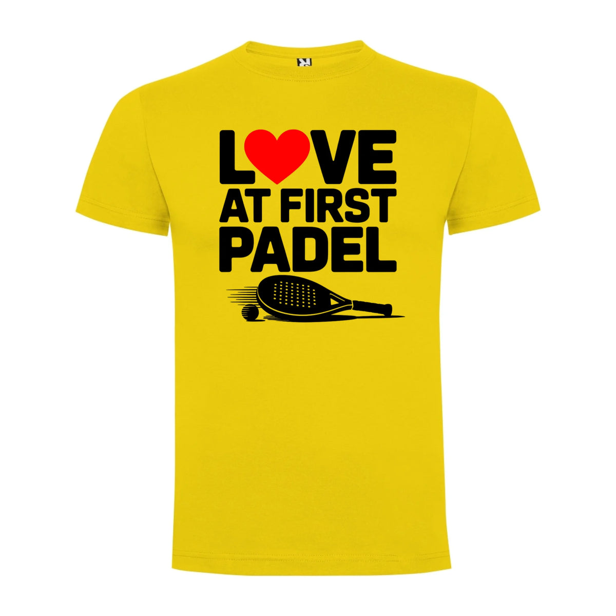 PÁNSKÉ TRIČKO LOVE AT FIRST PADEL s možností dotisku jména, čísla, obrázku jen motiv dopředu Žlutá