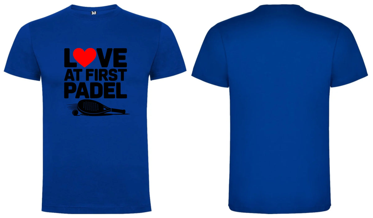 PÁNSKÉ TRIČKO LOVE AT FIRST PADEL s možností dotisku jména, čísla, obrázku motiv dopředu a na záda vlastní potisk Modrá