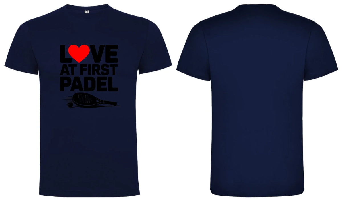 PÁNSKÉ TRIČKO LOVE AT FIRST PADEL s možností dotisku jména, čísla, obrázku motiv dopředu a na záda vlastní potisk Námořnická modrá