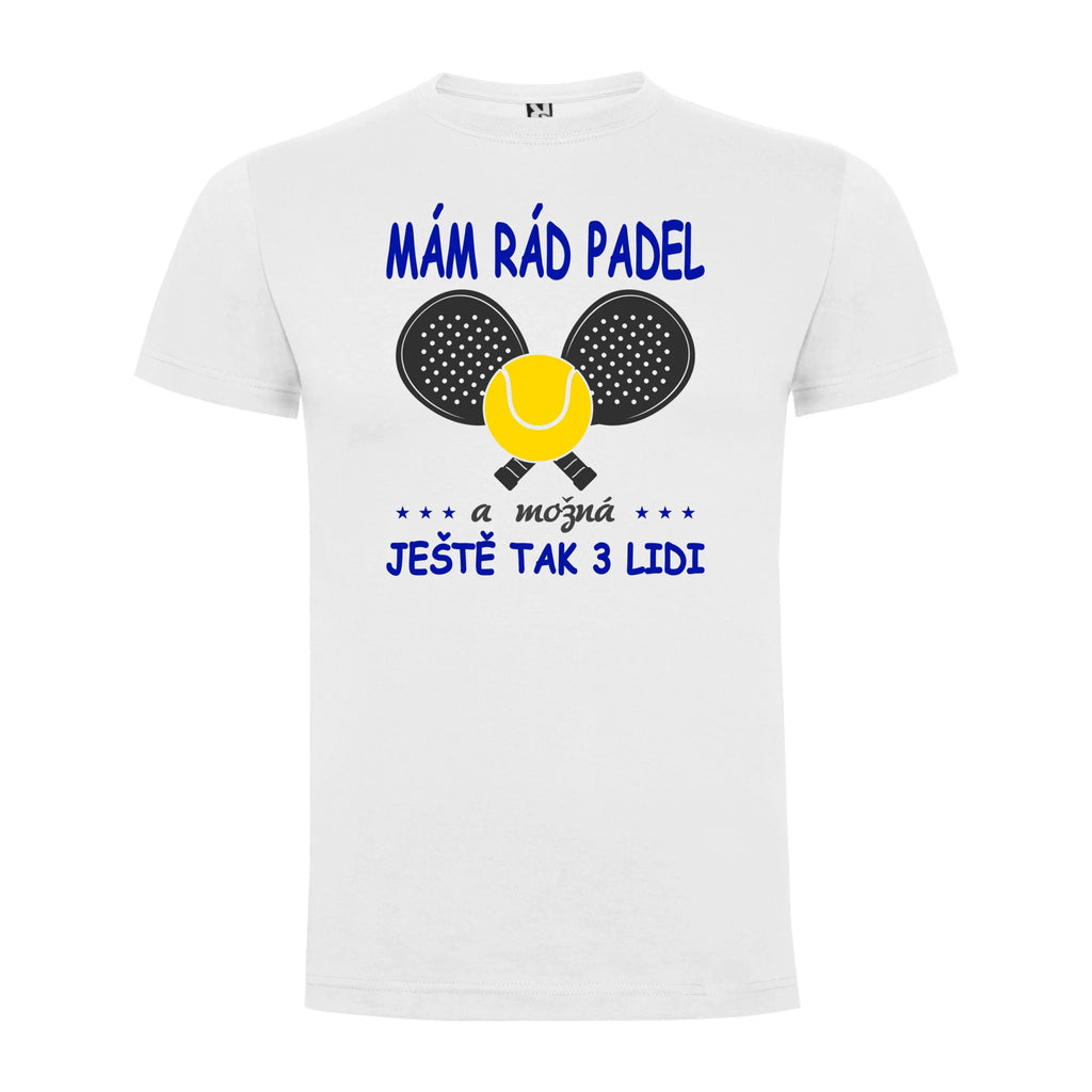 PÁNSKÉ TRIČKO MÁM RÁD PADEL s možností dotisku jména, čísla, obrázku jen motiv dopředu Bílá
