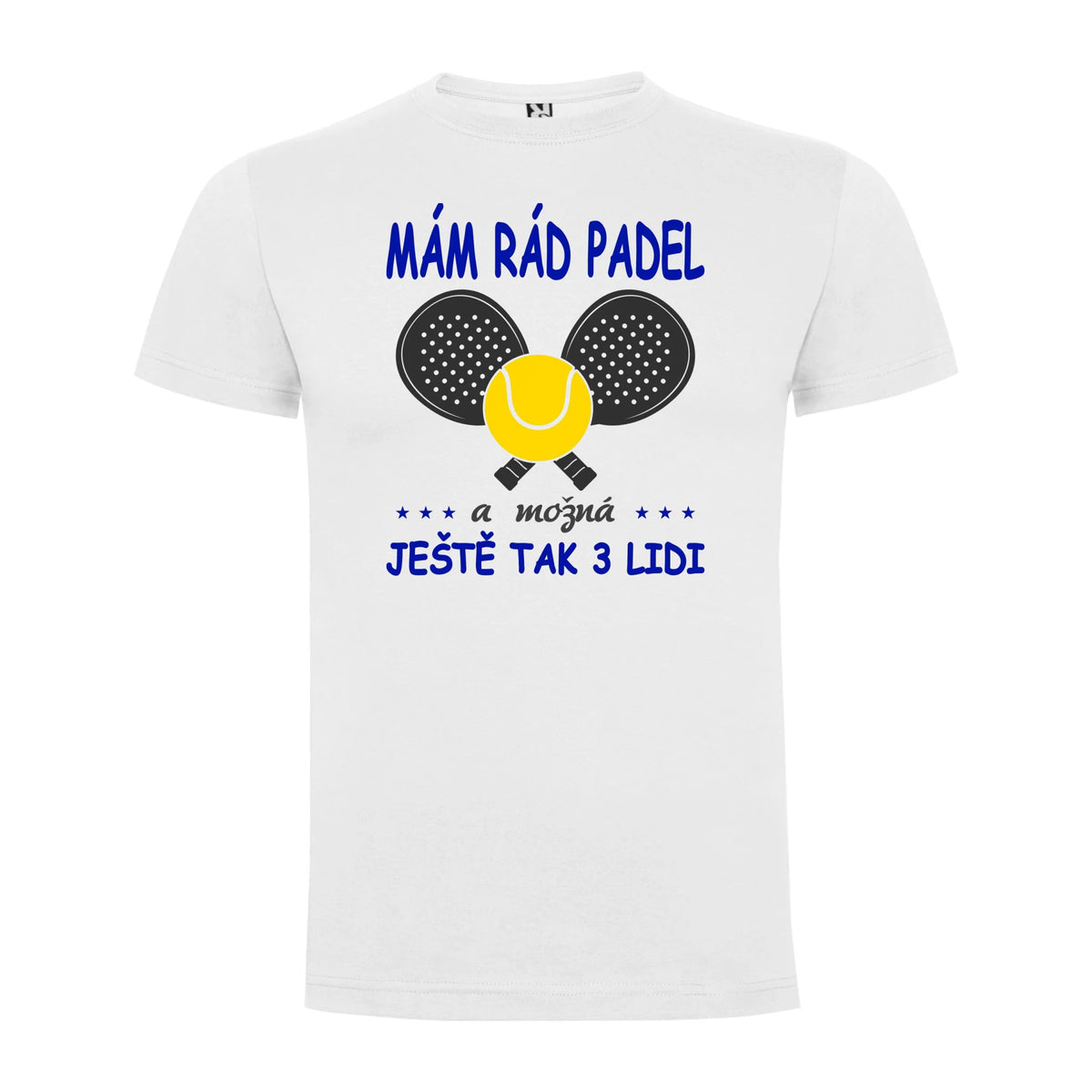 PÁNSKÉ TRIČKO MÁM RÁD PADEL s možností dotisku jména, čísla, obrázku jen motiv dopředu Bílá