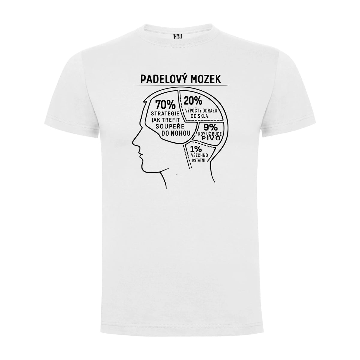 PÁNSKÉ TRIČKO PADEL MOZEK s možností personalizace jen motiv dopředu Bílá