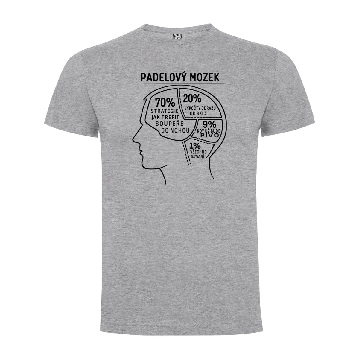 PÁNSKÉ TRIČKO PADEL MOZEK s možností personalizace jen motiv dopředu Melír