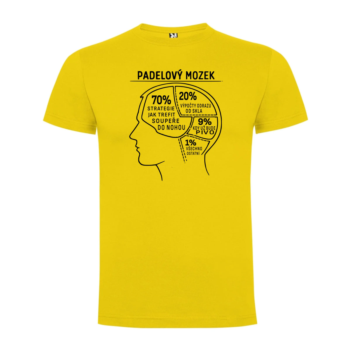 PÁNSKÉ TRIČKO PADEL MOZEK s možností personalizace jen motiv dopředu Žlutá