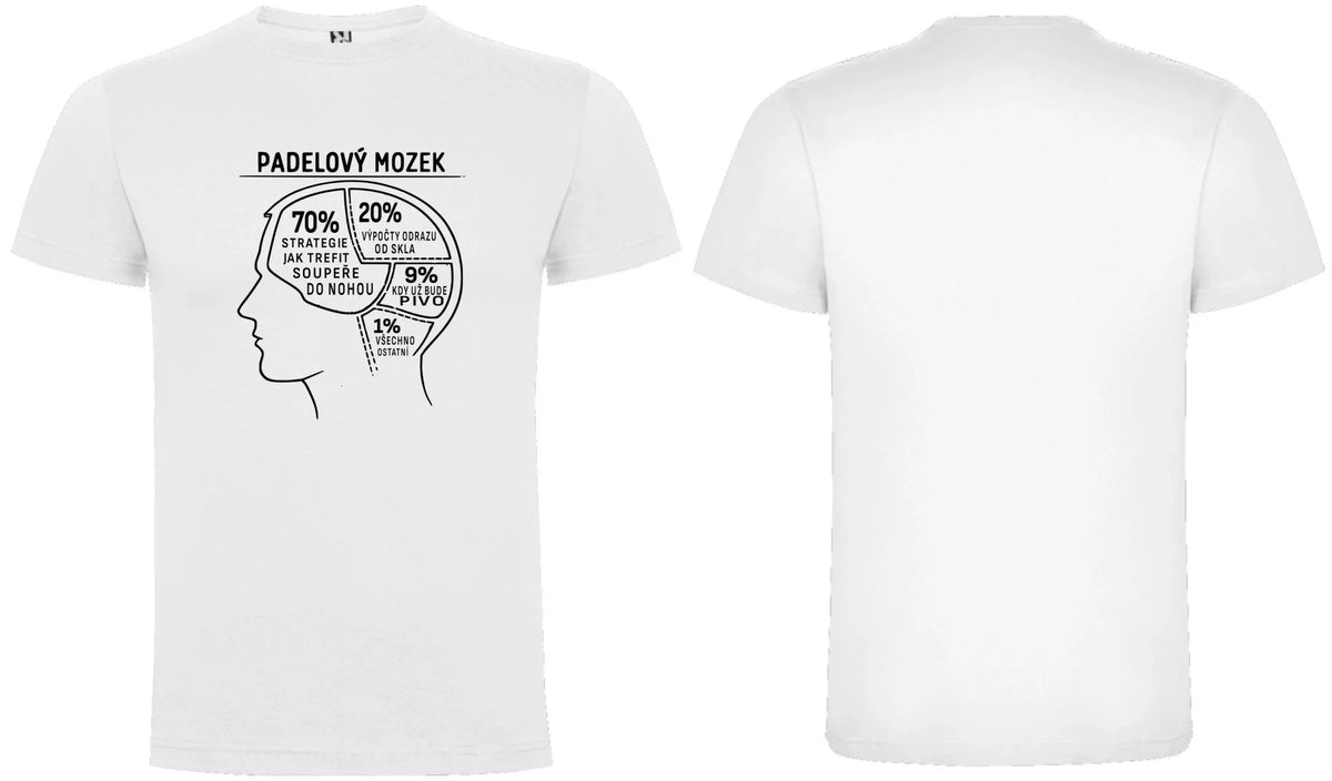 PÁNSKÉ TRIČKO PADEL MOZEK s možností personalizace motiv dopředu a na záda vlastní potisk Bílá