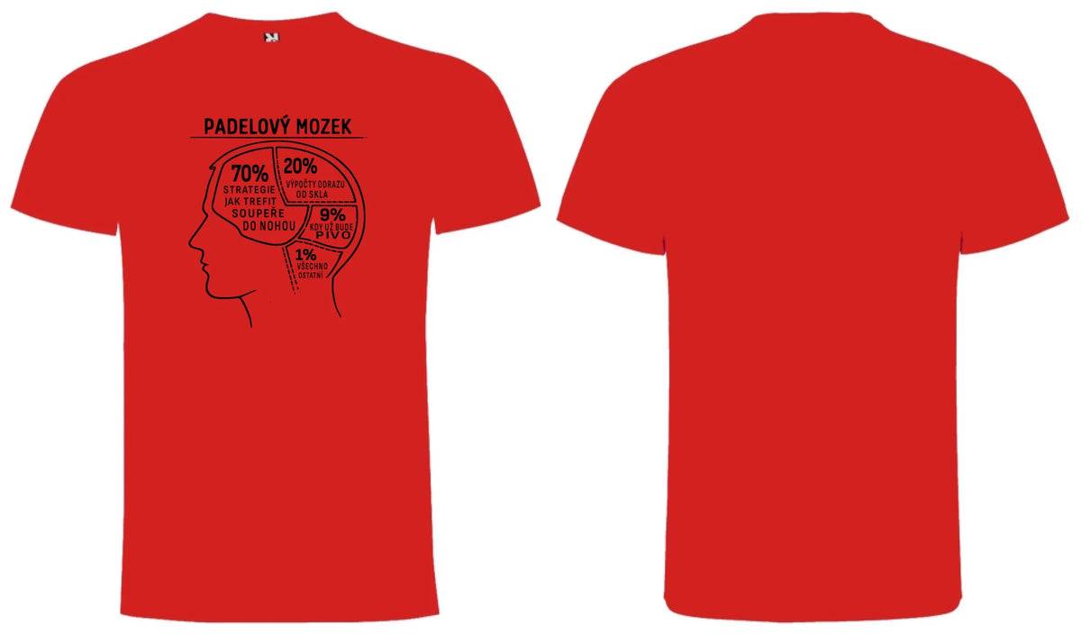 PÁNSKÉ TRIČKO PADEL MOZEK s možností personalizace motiv dopředu a na záda vlastní potisk Červená
