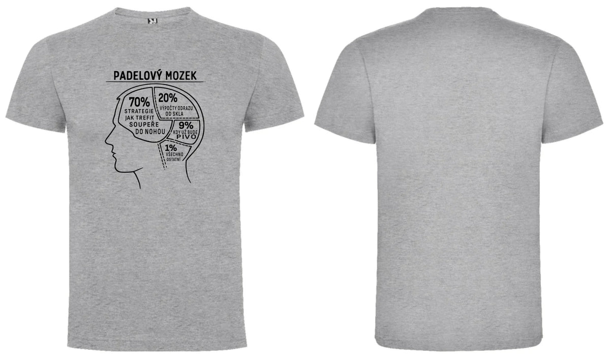 PÁNSKÉ TRIČKO PADEL MOZEK s možností personalizace motiv dopředu a na záda vlastní potisk Melír