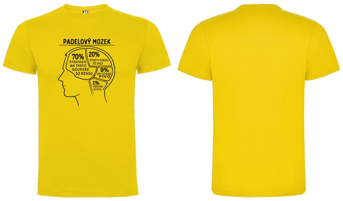 PÁNSKÉ TRIČKO PADEL MOZEK s možností personalizace motiv dopředu a na záda vlastní potisk Žlutá