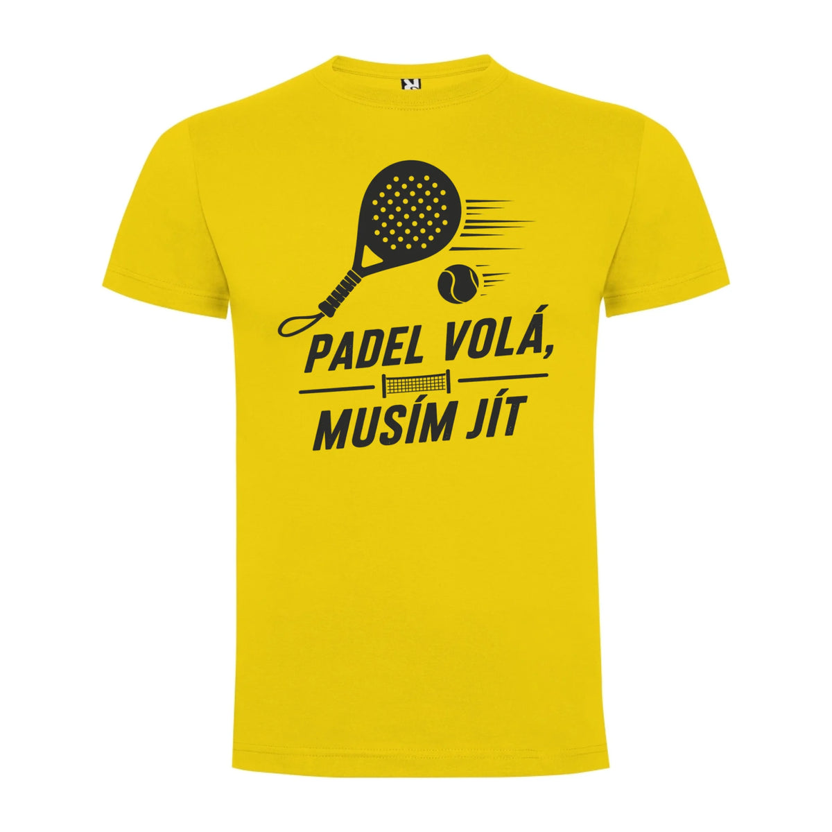 PÁNSKÉ TRIČKO PADEL VOLÁ s možností dotisku jména, čísla, obrázku jen motiv dopředu Žlutá