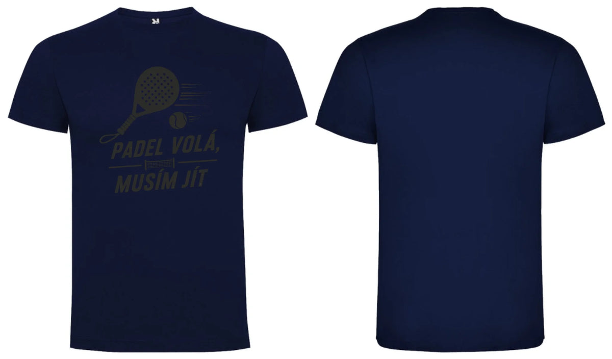 PÁNSKÉ TRIČKO PADEL VOLÁ s možností dotisku jména, čísla, obrázku motiv dopředu a na záda vlastní potisk Námořnická modrá