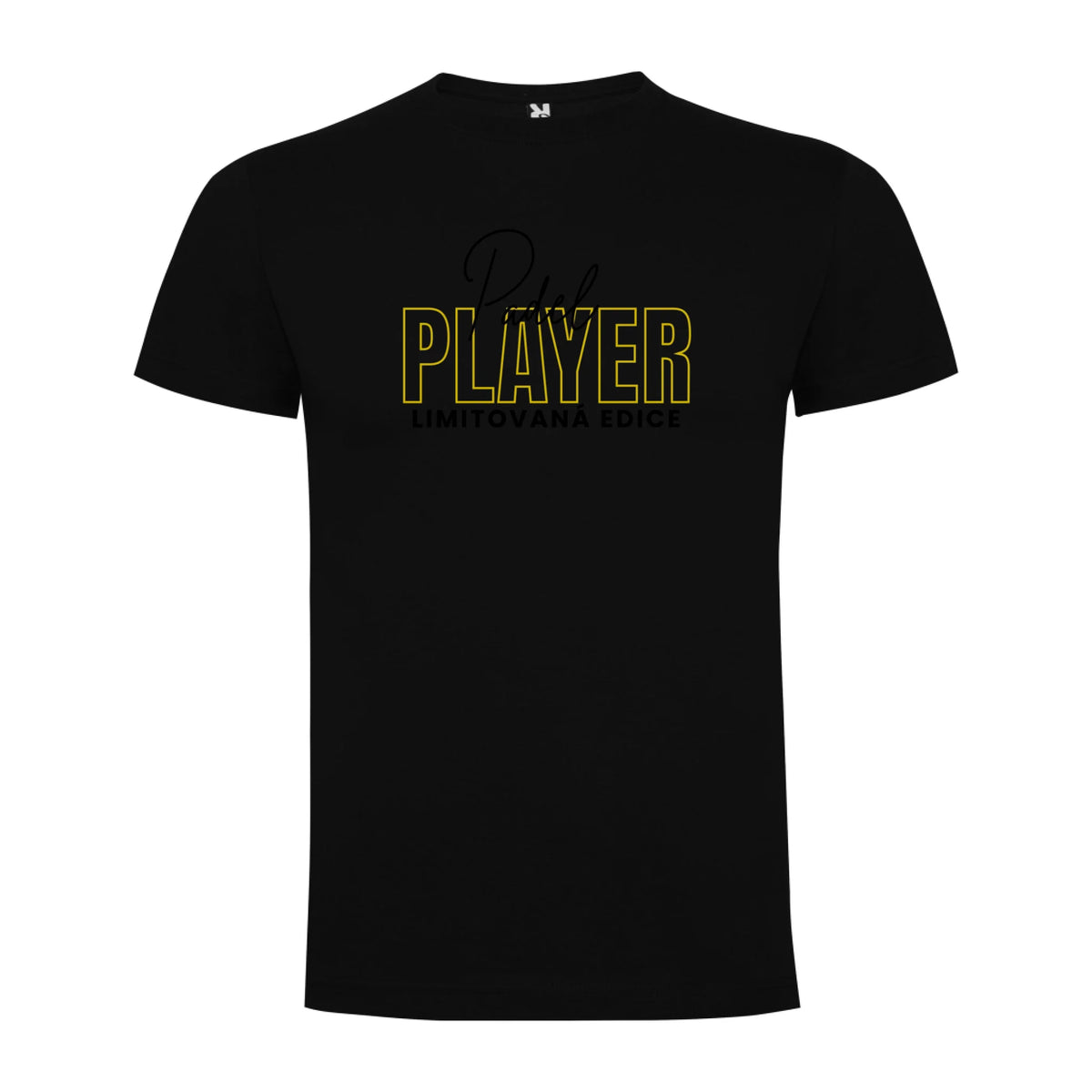 PÁNSKÉ TRIČKO PADEL PLAYER s možností personalizace jen motiv dopředu Černá