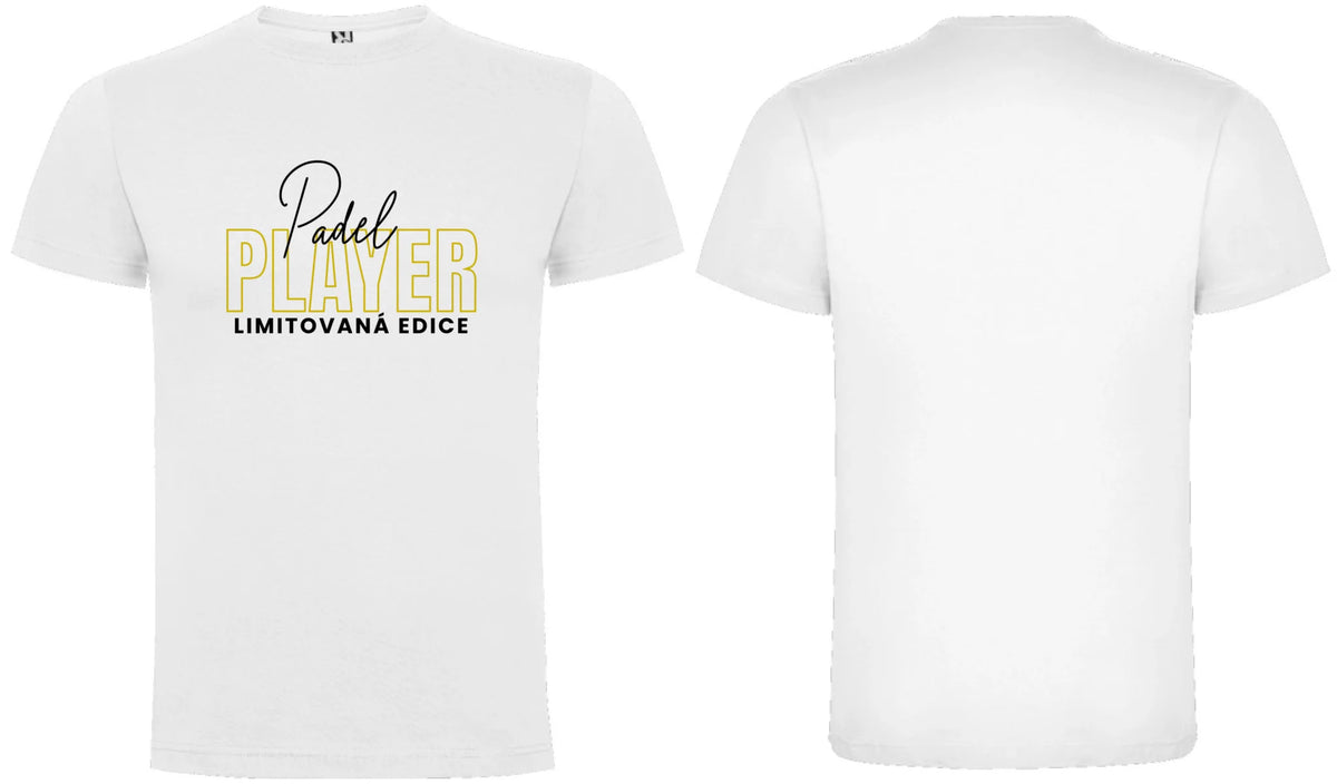 PÁNSKÉ TRIČKO PADEL PLAYER s možností personalizace motiv dopředu a na záda vlastní potisk Bílá