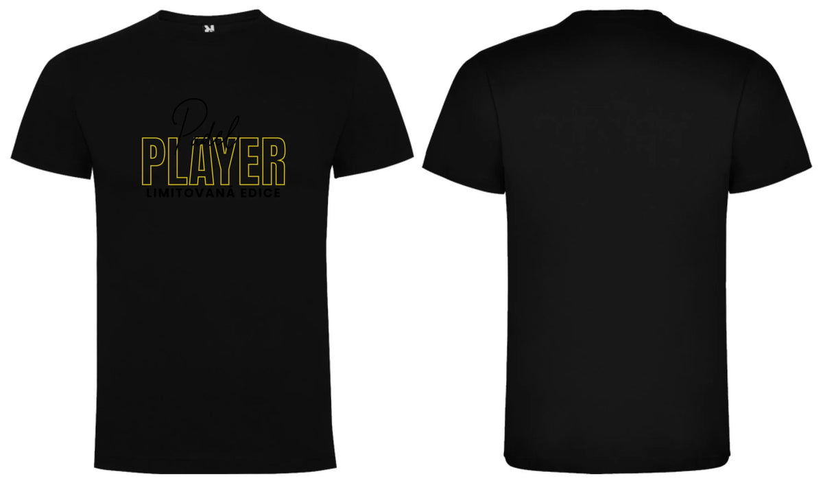 PÁNSKÉ TRIČKO PADEL PLAYER s možností personalizace motiv dopředu a na záda vlastní potisk Černá
