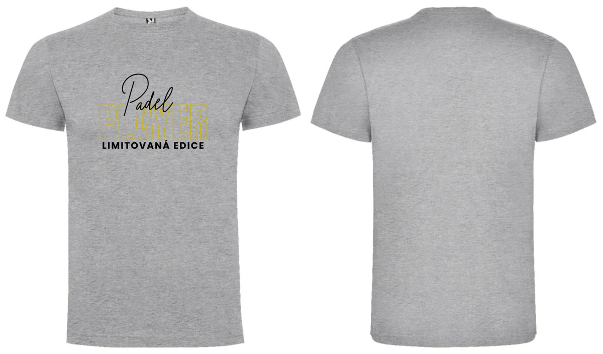 PÁNSKÉ TRIČKO PADEL PLAYER s možností personalizace motiv dopředu a na záda vlastní potisk Melír