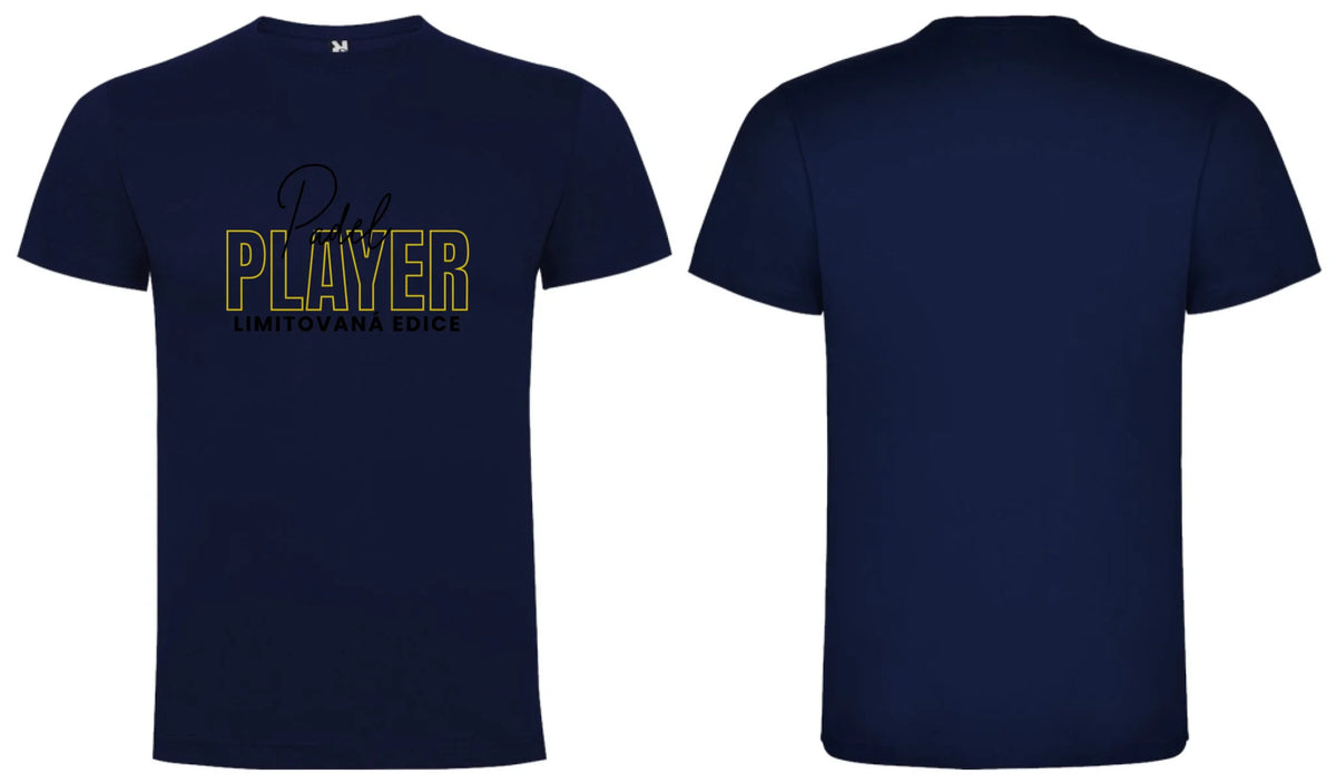 PÁNSKÉ TRIČKO PADEL PLAYER s možností personalizace motiv dopředu a na záda vlastní potisk Námořnická modrá