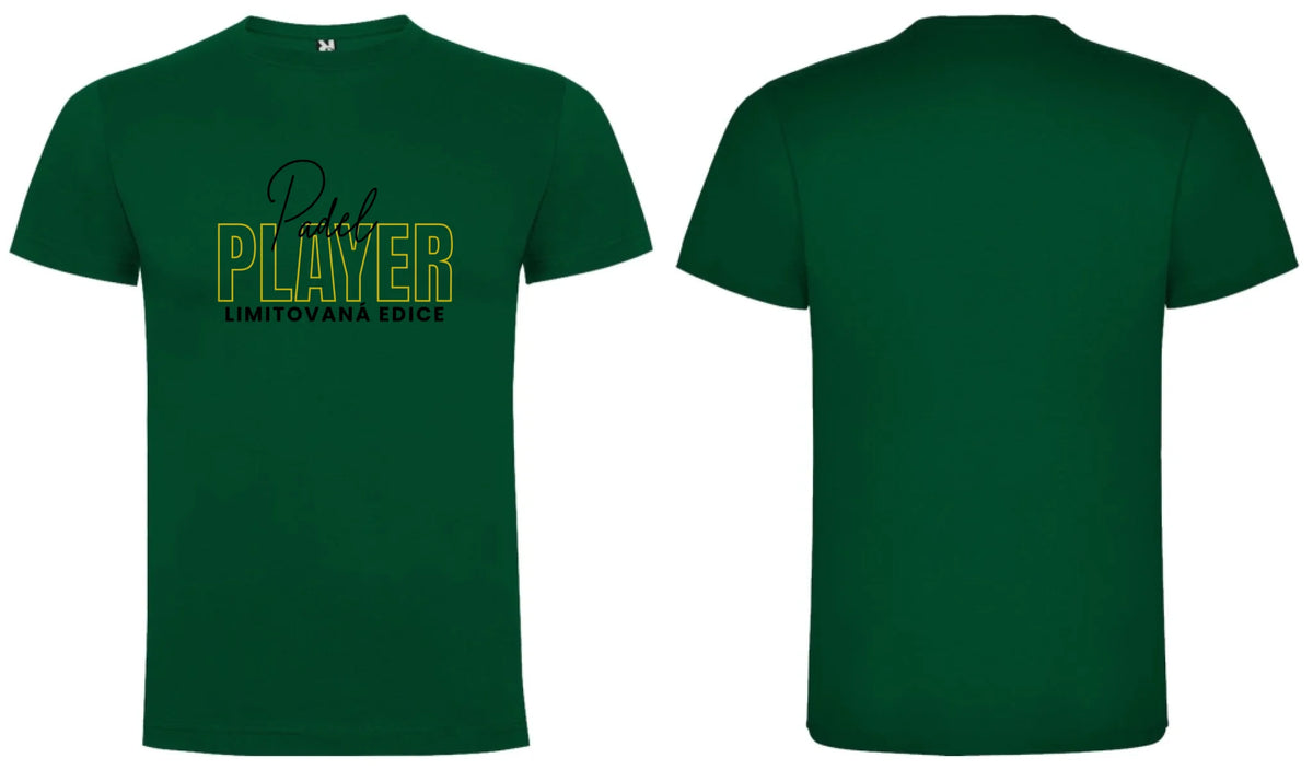 PÁNSKÉ TRIČKO PADEL PLAYER s možností personalizace motiv dopředu a na záda vlastní potisk Tmavě zelená