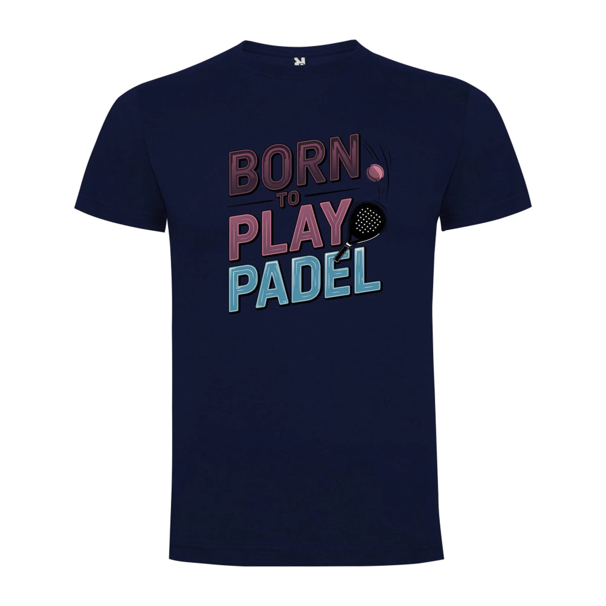 PÁNSKÉ TRIČKO BORN TO PLAY PADEL možnost dotisku jména, čísla, obrázku jen motiv dopředu Námořnická modrá