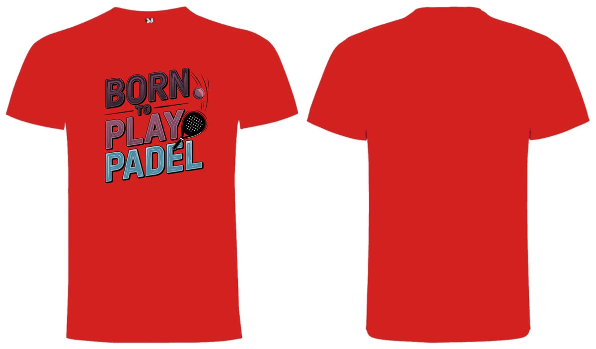 PÁNSKÉ TRIČKO BORN TO PLAY PADEL možnost dotisku jména, čísla, obrázku motiv dopředu a vlastní potisk na záda Červená