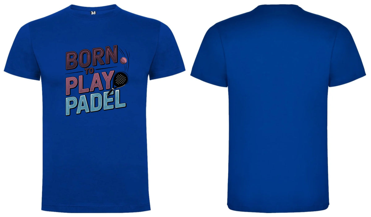 PÁNSKÉ TRIČKO BORN TO PLAY PADEL možnost dotisku jména, čísla, obrázku motiv dopředu a vlastní potisk na záda Modrá