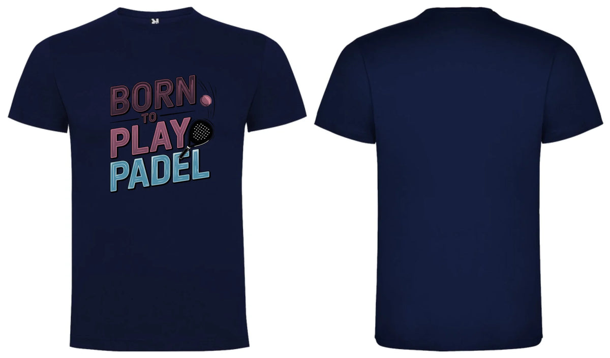 PÁNSKÉ TRIČKO BORN TO PLAY PADEL možnost dotisku jména, čísla, obrázku motiv dopředu a vlastní potisk na záda Námořnická modrá