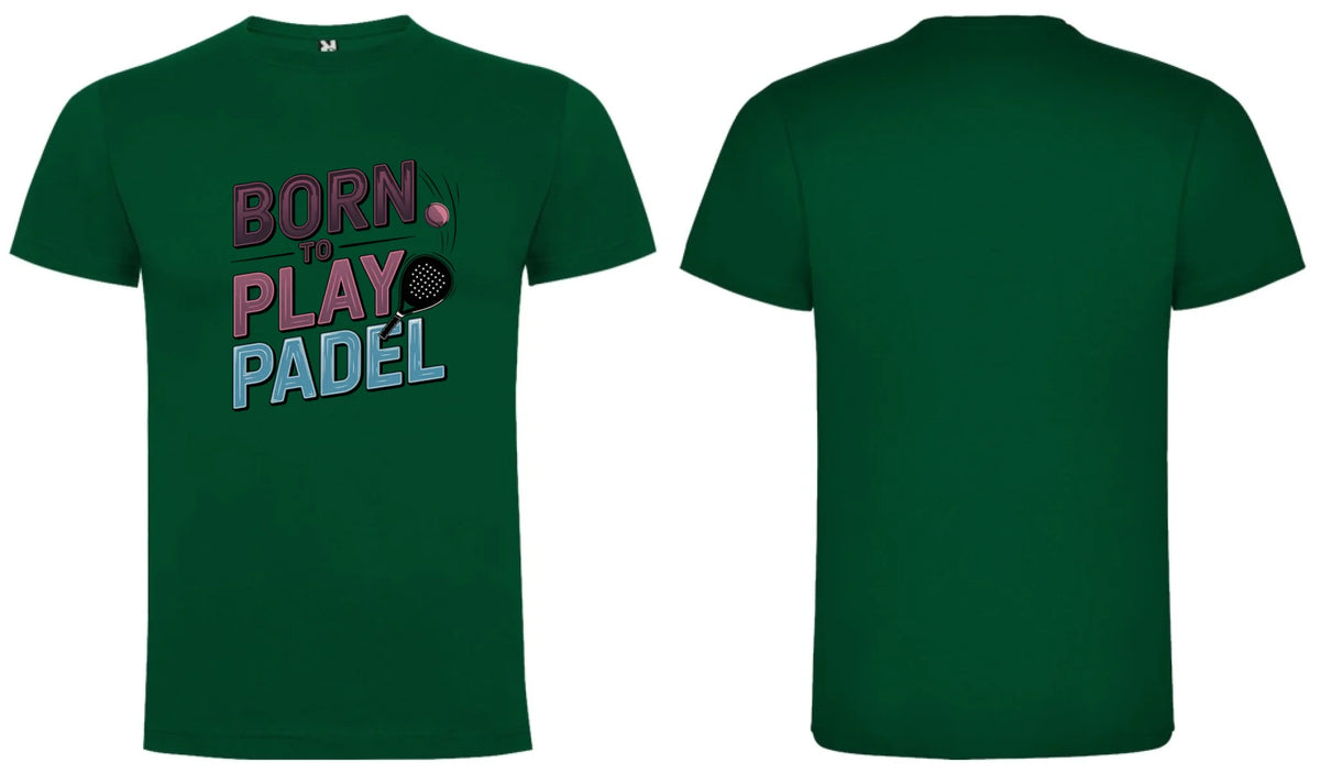 PÁNSKÉ TRIČKO BORN TO PLAY PADEL možnost dotisku jména, čísla, obrázku motiv dopředu a vlastní potisk na záda Tmavě zelená
